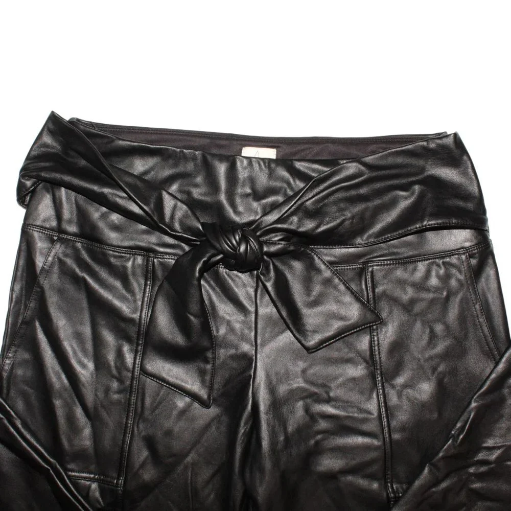 Joie Pants Sz M Womens Faux Leather High Rise Belted Waist Ankle Tummy Control - Picture 4 of 7